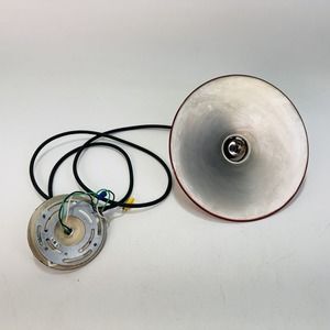 Rejuvenation Vintage Industrial RED Disc Swivel Pendant. 66' Cable Length